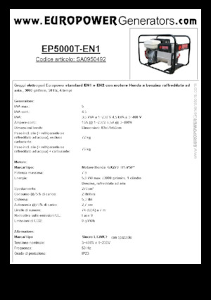 Agregaty prądotwórcze z silnikiem spalinowym Europower EP5000T-EN1 (S)