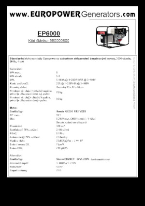 Agregaty prądotwórcze z silnikiem spalinowym Europower EP6000 (S)