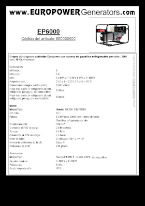 Agregaty prądotwórcze z silnikiem spalinowym Europower EP6000 (S)