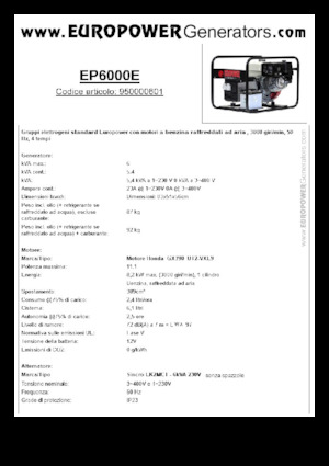 Agregaty prądotwórcze z silnikiem spalinowym Europower EP6000E (S)