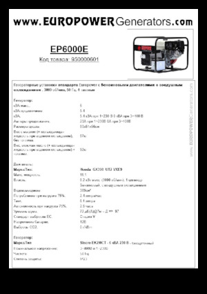 Agregaty prądotwórcze z silnikiem spalinowym Europower EP6000E (S)