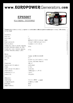 Agregaty prądotwórcze z silnikiem spalinowym Europower EP6500T (S)