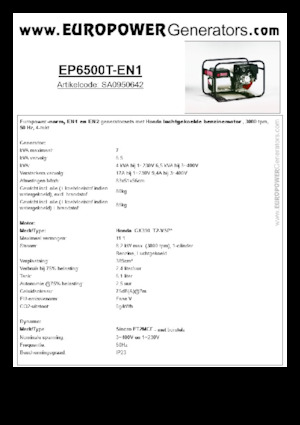 Agregaty prądotwórcze z silnikiem spalinowym Europower EP6500T-EN1 (S)
