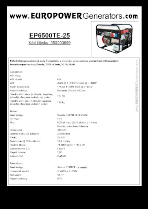 Agregaty prądotwórcze z silnikiem spalinowym Europower EP6500TE-25 (S)