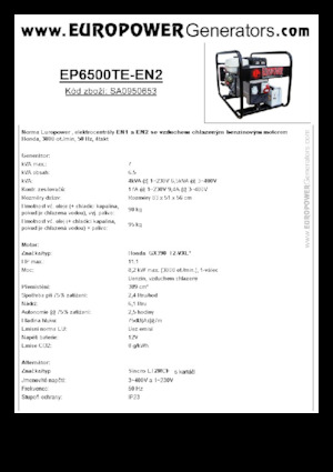 Agregaty prądotwórcze z silnikiem spalinowym Europower EP6500TE-EN2 (S)