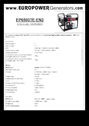 Agregaty prądotwórcze z silnikiem spalinowym Europower EP6500TE-EN2 (S)