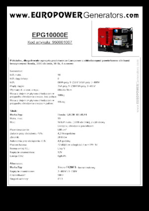 Agregaty prądotwórcze z silnikiem spalinowym Europower EPG10000E (S)