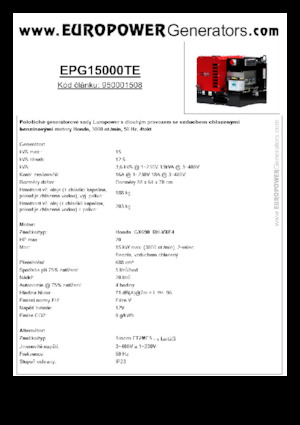 Agregaty prądotwórcze z silnikiem spalinowym Europower EPG15000TE (S)