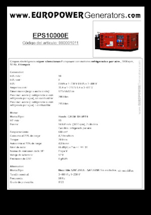 Agregaty prądotwórcze z silnikiem spalinowym Europower EPS10000E (MA)