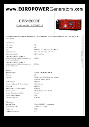 Agregaty prądotwórcze z silnikiem spalinowym Europower EPS12000E (S)