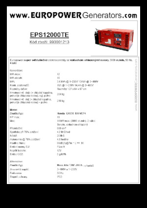 Agregaty prądotwórcze z silnikiem spalinowym Europower EPS12000TE (MA)