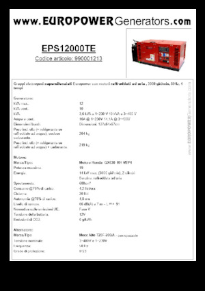 Agregaty prądotwórcze z silnikiem spalinowym Europower EPS12000TE (MA)