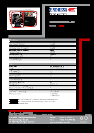 Agregaty prądotwórcze z silnikiem spalinowym Endress ESE 1006 DBS-GT 