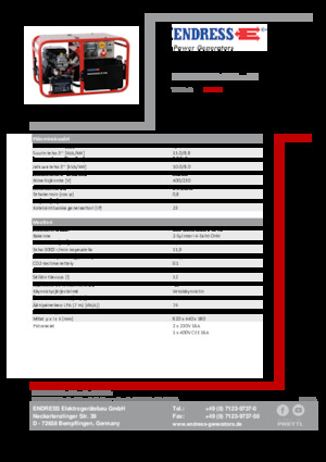 Agregaty prądotwórcze z silnikiem spalinowym Endress ESE 1006 DBS-GT 