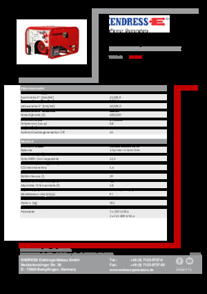 Agregaty prądotwórcze z silnikiem spalinowym Endress ESE 1006 DHG-GT ES ISO Duplex