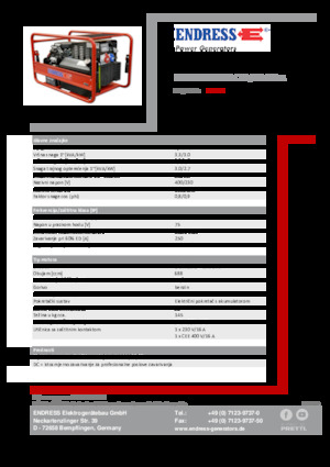 Agregaty prądotwórcze z silnikiem spalinowym Endress ESE 1006 SDHS-DC ES / 30-300 A