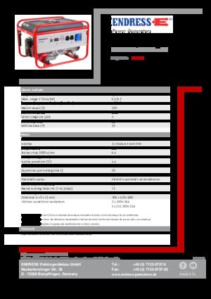 Agregaty prądotwórcze z silnikiem spalinowym Endress ESE 606 HS-GT ES