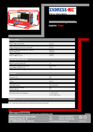Agregaty prądotwórcze z silnikiem spalinowym Endress ESE 804 SDHS-DC / 40-220 A