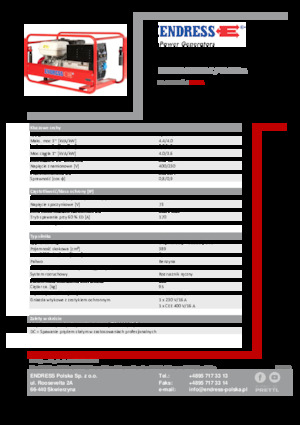 Agregaty prądotwórcze z silnikiem spalinowym Endress ESE 804 SDHS-DC / 40-220 A