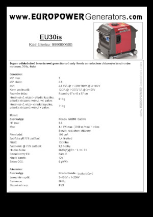 Agregaty prądotwórcze z silnikiem spalinowym Europower EU30is