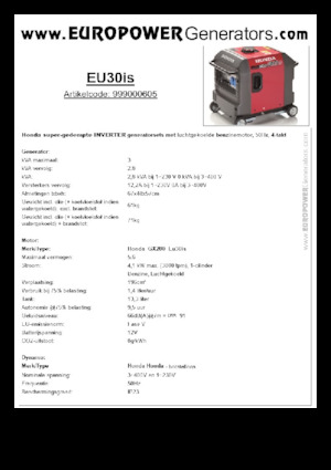 Agregaty prądotwórcze z silnikiem spalinowym Europower EU30is