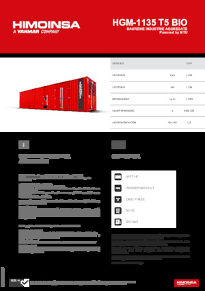 Agregaty prądotwórcze z silnikiem spalinowym HIMOINSA HGM-1135 T5 BIO