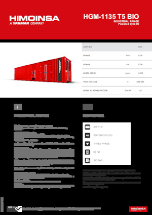 Agregaty prądotwórcze z silnikiem spalinowym HIMOINSA HGM-1135 T5 BIO