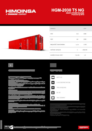 Agregaty prądotwórcze z silnikiem spalinowym HIMOINSA HGM-2030 T5 NG