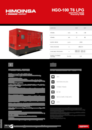 Agregaty prądotwórcze z silnikiem spalinowym HIMOINSA HGO-100 T6 LPG