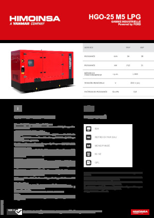 Agregaty prądotwórcze z silnikiem spalinowym HIMOINSA HGO-25 M5 LPG