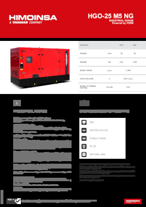 Agregaty prądotwórcze z silnikiem spalinowym HIMOINSA HGO-25 M5 NG