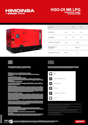 Agregaty prądotwórcze z silnikiem spalinowym HIMOINSA HGO-25 M6 LPG