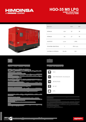 Agregaty prądotwórcze z silnikiem spalinowym HIMOINSA HGO-35 M5 LPG