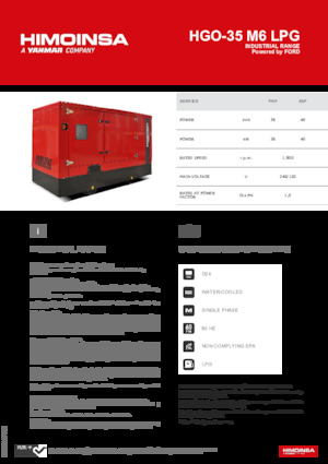 Agregaty prądotwórcze z silnikiem spalinowym HIMOINSA HGO-35 M6 LPG