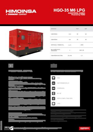 Agregaty prądotwórcze z silnikiem spalinowym HIMOINSA HGO-35 M6 LPG