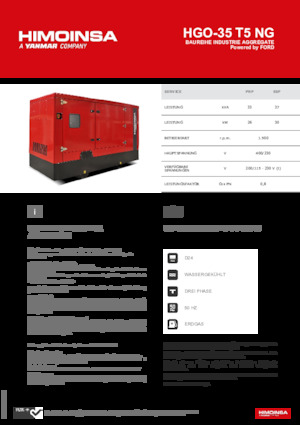 Agregaty prądotwórcze z silnikiem spalinowym HIMOINSA HGO-35 T5 NG