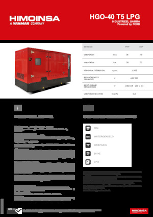 Agregaty prądotwórcze z silnikiem spalinowym HIMOINSA HGO-40 T5 LPG
