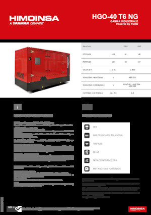 Agregaty prądotwórcze z silnikiem spalinowym HIMOINSA HGO-40 T6 NG