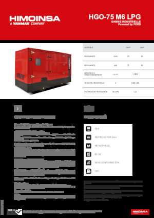 Agregaty prądotwórcze z silnikiem spalinowym HIMOINSA HGO-75 M6 LPG