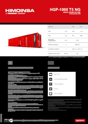 Agregaty prądotwórcze z silnikiem spalinowym HIMOINSA HGP-1000 T5 NG