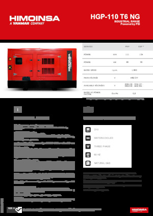 Agregaty prądotwórcze z silnikiem spalinowym HIMOINSA HGP-110 T6 NG