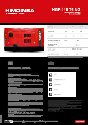 Agregaty prądotwórcze z silnikiem spalinowym HIMOINSA HGP-110 T6 NG