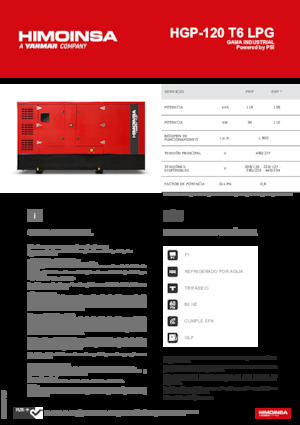 Agregaty prądotwórcze z silnikiem spalinowym HIMOINSA HGP-120 T6 LPG
