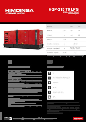Agregaty prądotwórcze z silnikiem spalinowym HIMOINSA HGP-215 T6 LPG