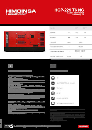 Agregaty prądotwórcze z silnikiem spalinowym HIMOINSA HGP-225 T6 NG
