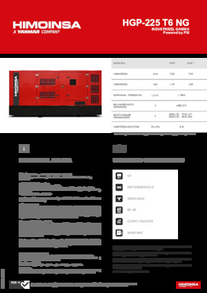 Agregaty prądotwórcze z silnikiem spalinowym HIMOINSA HGP-225 T6 NG