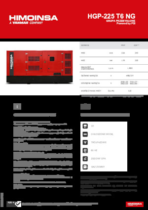 Agregaty prądotwórcze z silnikiem spalinowym HIMOINSA HGP-225 T6 NG