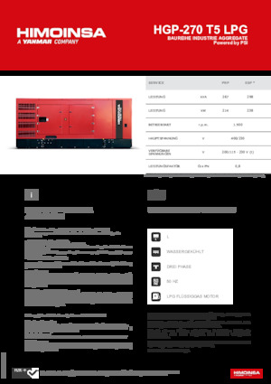 Agregaty prądotwórcze z silnikiem spalinowym HIMOINSA HGP-270 T5 LPG