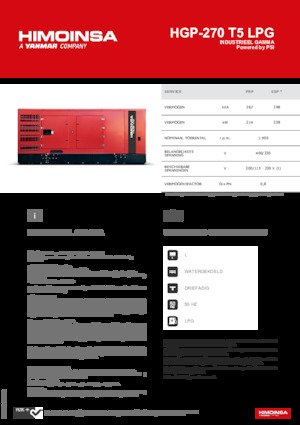 Agregaty prądotwórcze z silnikiem spalinowym HIMOINSA HGP-270 T5 LPG