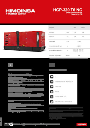 Agregaty prądotwórcze z silnikiem spalinowym HIMOINSA HGP-320 T6 NG
